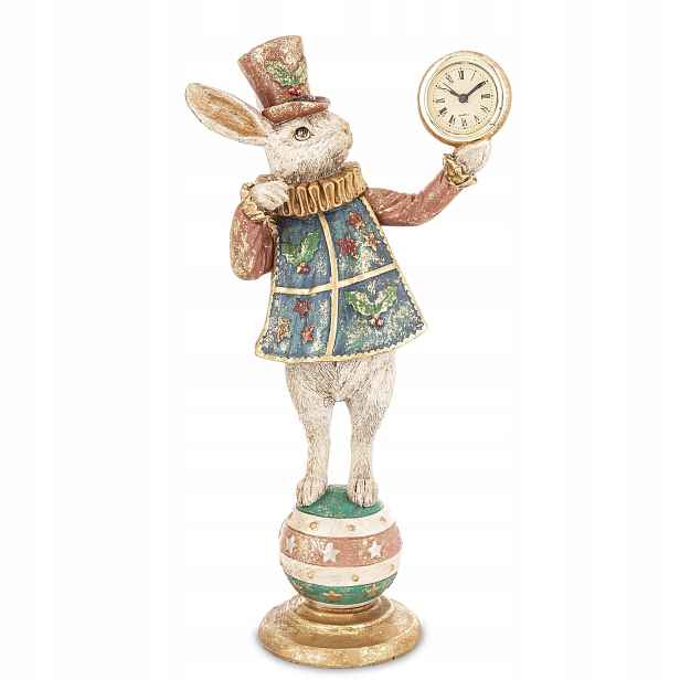 Figurka Pierrot Králík s hodinami Králíček Hodiny Dekorace Figurka Dárek