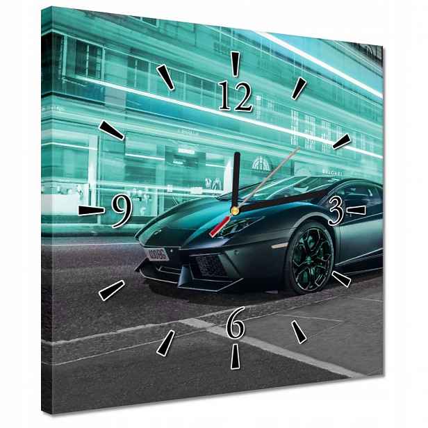 Nástěnné hodiny 30x30 auto Tyrkys