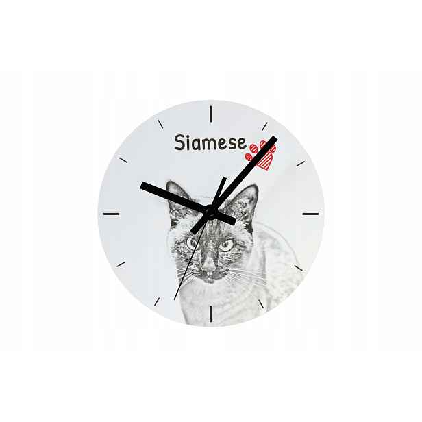 Siamský kočičí hodinový stroj s kočkou, závěsný a stojící, personalizace fotografií