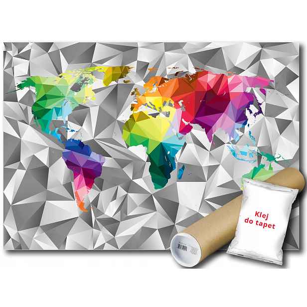 Vinylová Fototapeta Mapa Svět Duha 3D 152x104