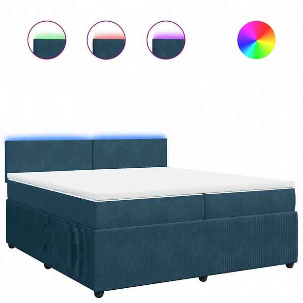 vidaXL Box spring postel s matrací modrá 200 x 200 cm samet