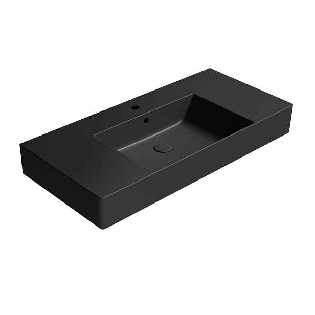 GSI KUBE X keramické umyvadlo 100x47cm, s odkládacími plochami, černá mat