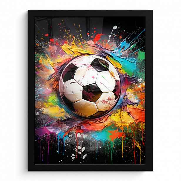 MuchoWow PLAKÁT V RÁMU Fotbal - barva - barvy - černá - bílá 30x40 cm
