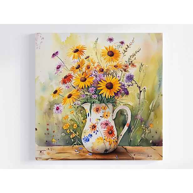 Obraz Na Plátně Canvas Barevné Polní Květiny Kytice Džbán Léto 50x50