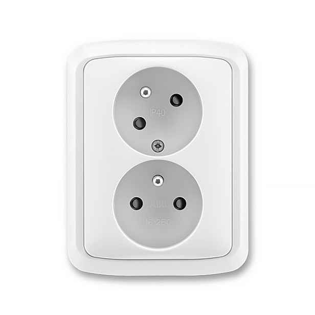 Zásuvka 230 V dvojnásobná kompletní ABB Tango IP 40 bílá