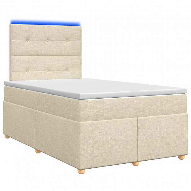 vidaXL Postel boxspring s matrací s čelo Krémová 120 x 200 cm Textil