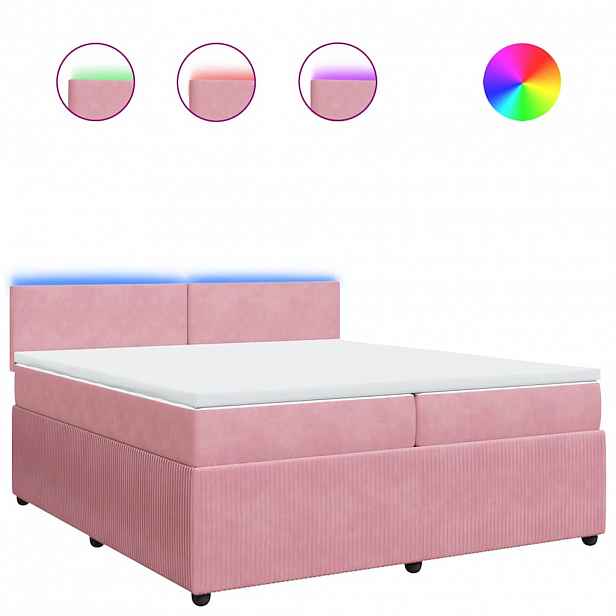 vidaXL Box spring postel s matrací růžová 200x200 cm samet