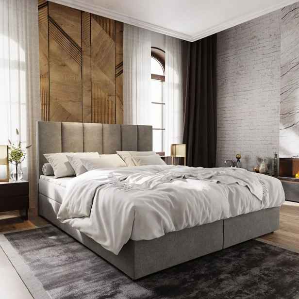 Čalouněná postel boxspring MERALIS 180x200 cm šedá Matrace: Matrace Bonell pružinová