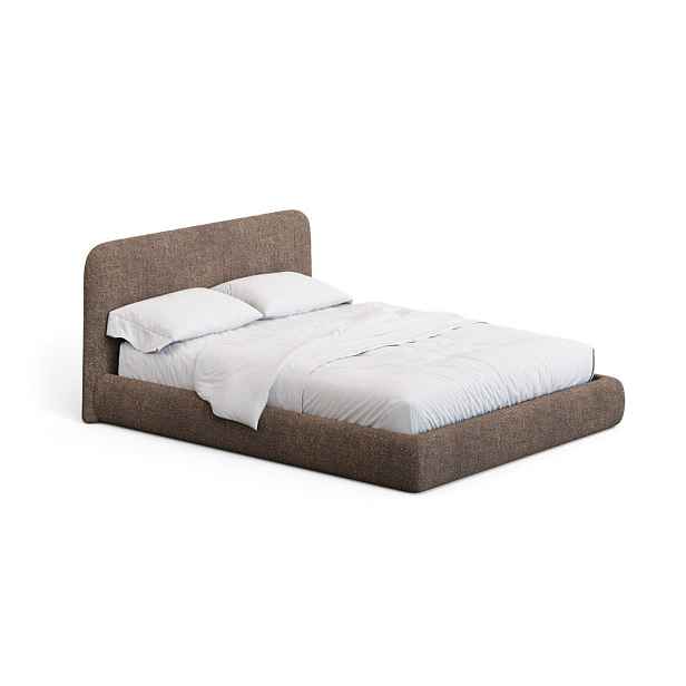 Hnědá čalouněná dvoulůžková postel bez roštu 160x200 cm Martina – Kave Home