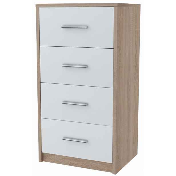 Komoda skříňka Bodo 4S Bílá-sonoma 40 cm, regál Ufc