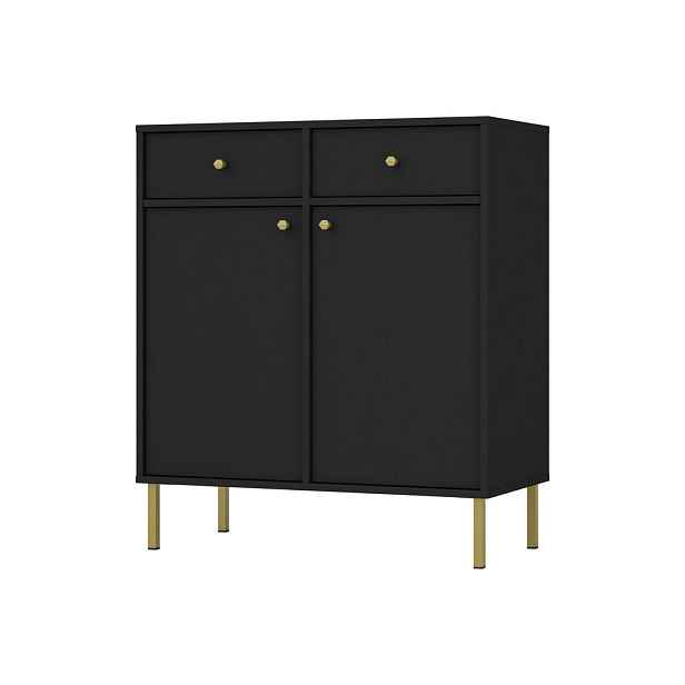 MASSENO KOMODA TORINO, 84/95/41 cm s 2 zásuvkami a 2 dvířky, grafitová