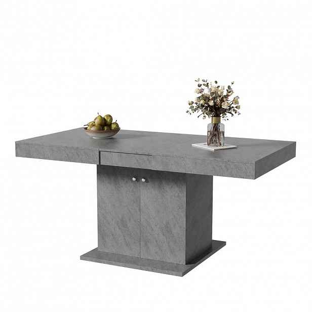 Redom ROZKLÁDACÍ jídelní stůl 140/180x80x76 cm s automatickým roztažením a úložným prostorem, Šedá