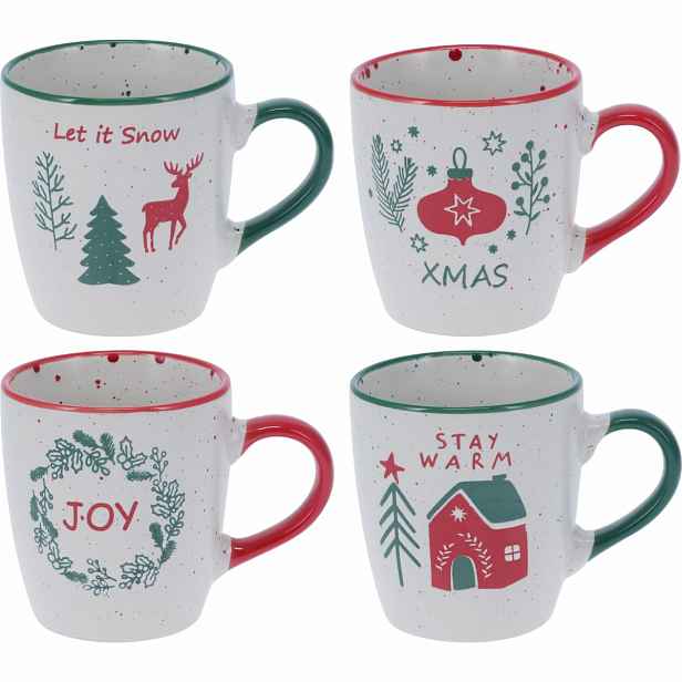Sada 4 kameninových hrnků Let It Snow 200 ml