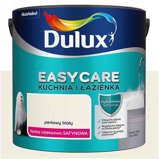 Barva na stěny Dulux EasyCare Kuchyně a koupelna Perleťově bílá 2,5L