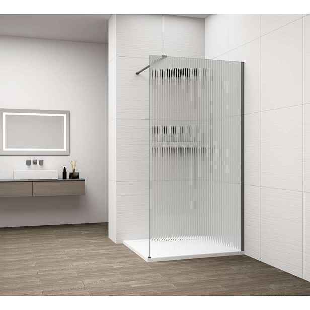 Polysan Esca - Sprchová stěna Walk-In 80x210 cm, Antidrop, sklo Flute/gun metal ES1380-11