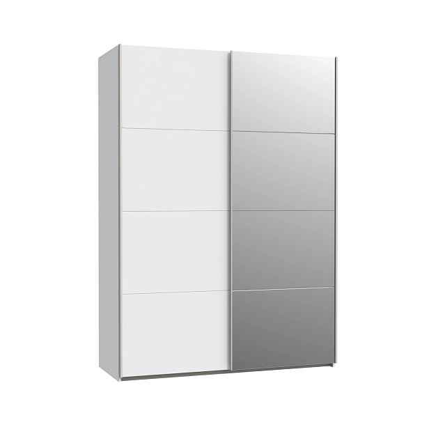 Šatní skříň KEBAN 150 cm se zrcadlem, bílá
