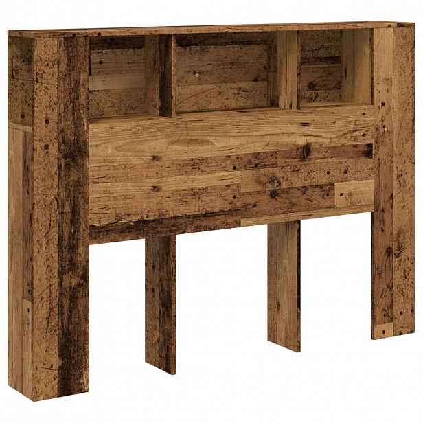 vidaXL Čelo postele s úložným prostorem old wood 140 x 18,5 x 102,5 cm