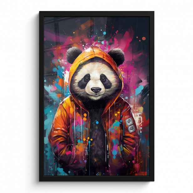 MuchoWow PLAKÁT V RÁMU Panda - Bunda - Graffiti - Oranžová 40x60 cm
