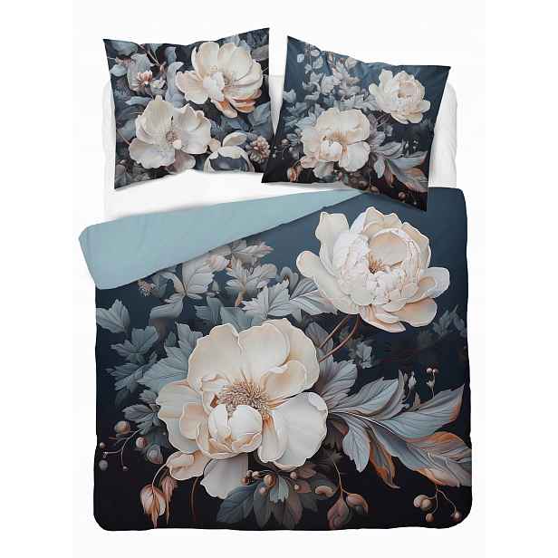 Povlečení Holandské 160x200 Květy světlé na tyrkysové Holland Premium