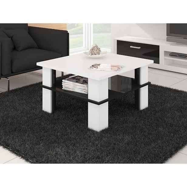 Konferenční stolek FUTURA 1, bílá/černý lesk