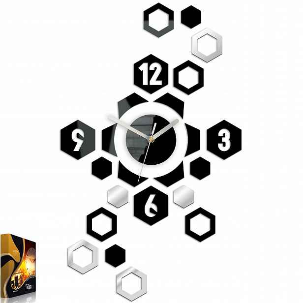 Nástěnné Hodiny Hexagon, Originální Krásný 64 CM Obraz