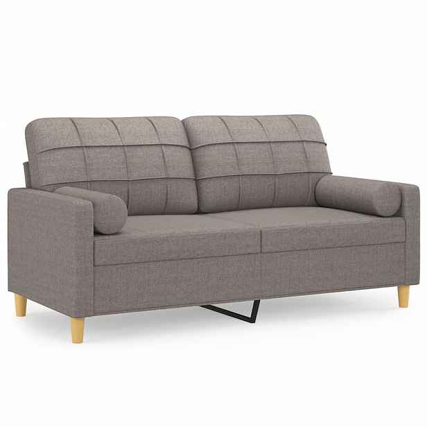vidaXL 2místná pohovka s polštáři taupe 140 cm textil