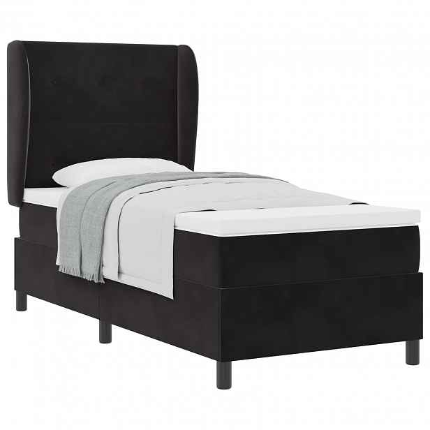 vidaXL Postel s boxspringem s čelo Černý 200 x 80 cm samet