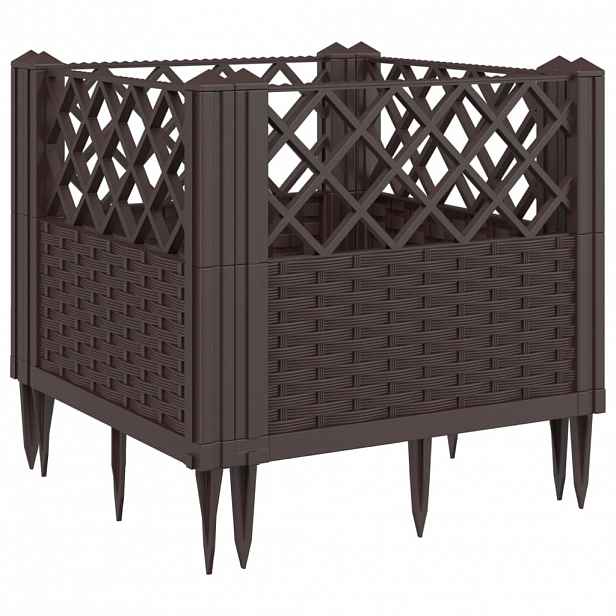 vidaXL Zahradní truhlík s kolíky hnědý 43,5 x 43,5 x 43,5 cm PP