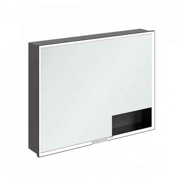 Villeroy & Boch My View+ - Zrcadlová skříňka s LED osvětlením 100x75x17 cm, 2 dvířka, grafit/matná černá B48210VR