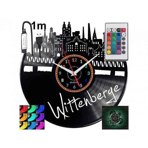Wittenberge Nástěnné podsvícené Led hodiny Rgb na dálkové ovládání Vinylová deska Now