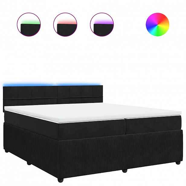 vidaXL Box spring postel s matrací černá 200x200 cm samet