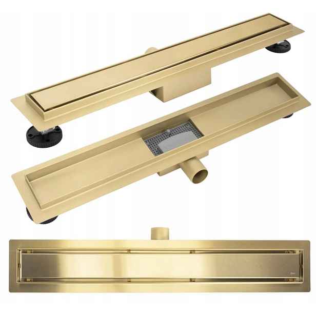 Lineární odtok Neox 700 mm, kartáčovaný zlatý, nerezová ocel Rea