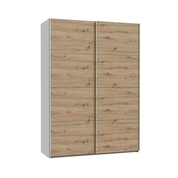 Šatní skříň KEBAN 150 cm, bílá/dub artisan