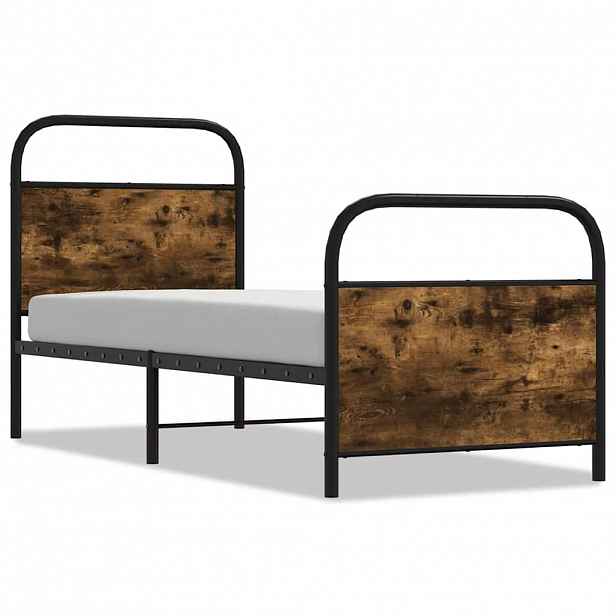 vidaXL Rám postele bez matrace 75x190 cm kouřový dub kompozitní dřevo