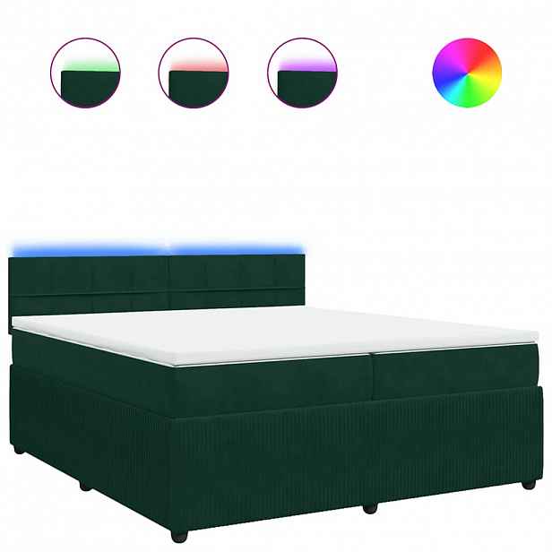 vidaXL Box spring postel s matrací tmavě zelená 200x200 cm samet