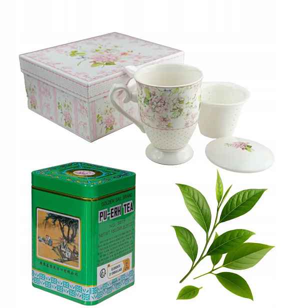 Dárková sada – porcelánový hrnek čaj Pu-Erh