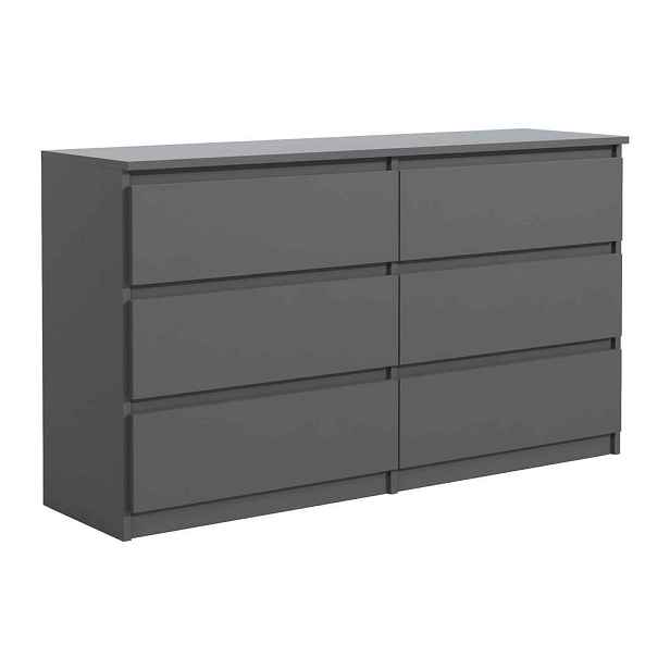 MASSENO KOMODA NUDO, 120/78,5/39 cm s 6 zásuvkami a dvířky, antracitová