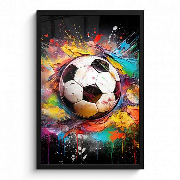 MuchoWow PLAKÁT V RÁMU Fotbal - barva - barvy - černá - bílá 40x60 cm