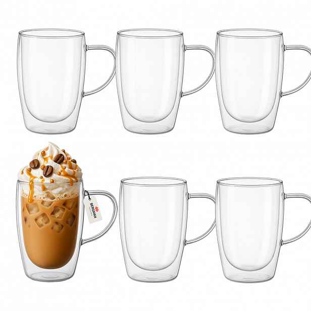 Velmi velké Termosklenice 450 ml s ouškem Šálky na kávu latte 6 Ks