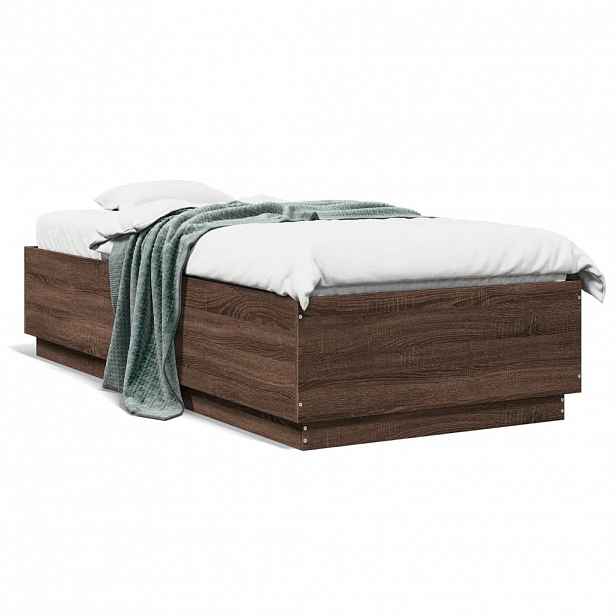 vidaXL Rám postele hnědý dub 90 x 200 cm kompozitní dřevo
