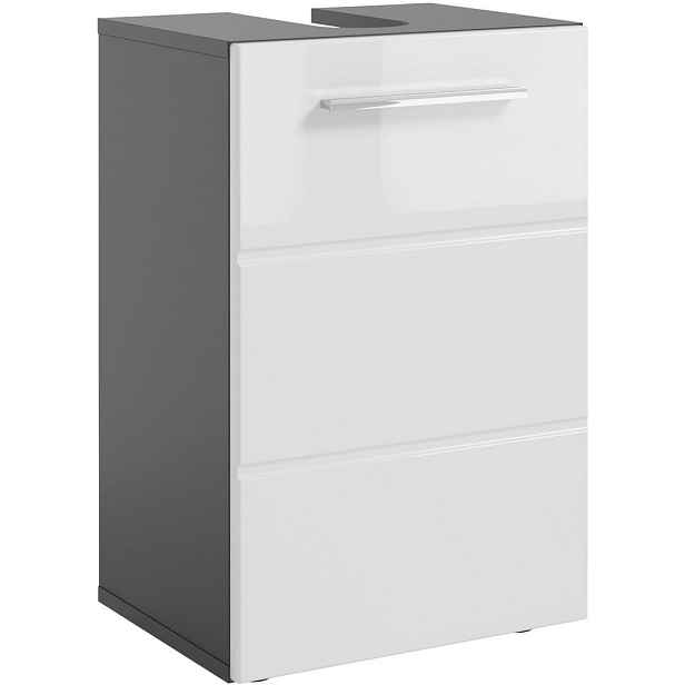 Xora SKŘÍŇKA POD UMYVADLO, vysoce lesklá bílá, antracitová, 40/60/31 cm