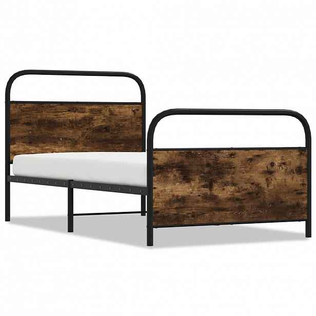 vidaXL Rám postele bez matrace 90x190 cm kouřový dub kompozitní dřevo