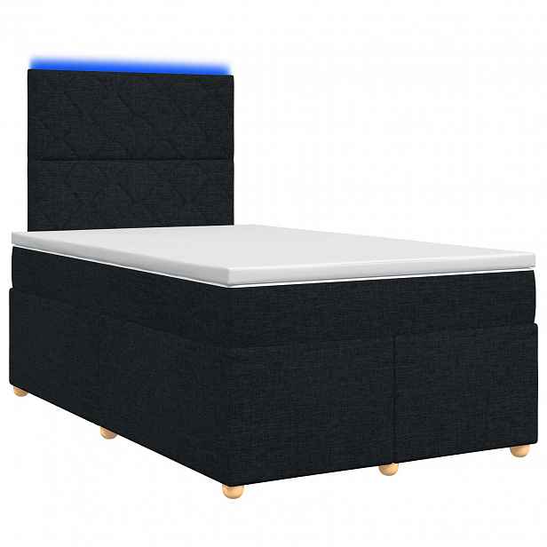 vidaXL Postel boxspring s matrací s čelo Černá 120 x 200 cm Textil