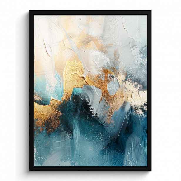 MuchoWow PLAKÁT V RÁMU Abstraktní - umění - zlatá - modrá 60x80 cm