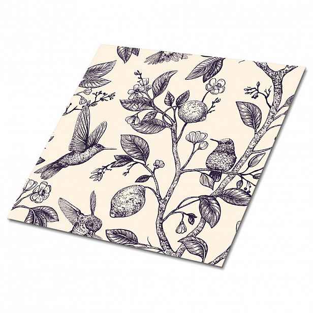 TULUP SAMOLEPICÍ OBKLADY NA STĚNU 9 ks 30x30 cm Ptáci na větvi