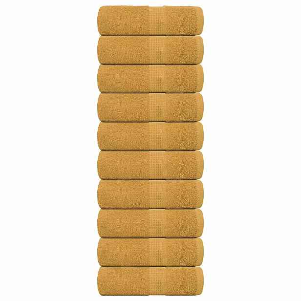 vidaXL Ručníky pro hosty FROGN 10 ks zlaté 30x50 cm 360 g/m²