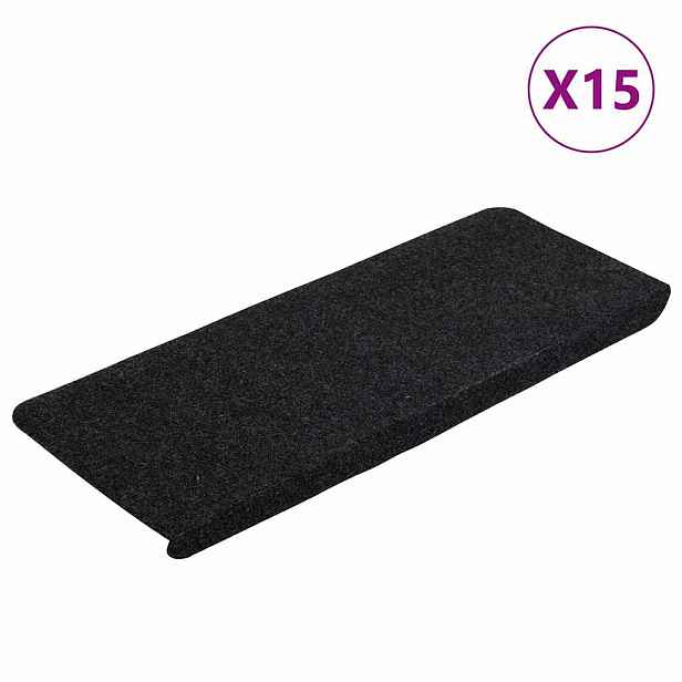 vidaXL Samolepicí nášlapy na schody 15 ks 65x24,5x3,5 cm černé