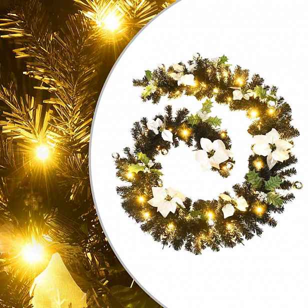 vidaXL Vánoční girlanda s LED diodami černá 2,7 m PVC