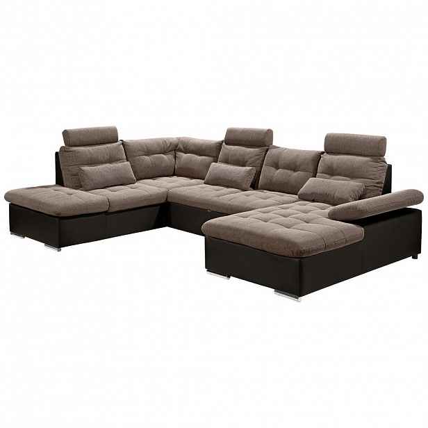 MID.YOU ROHOVÁ SEDAČKA, textil, kompozitní dřevo, tmavě hnědá, světle hnědá