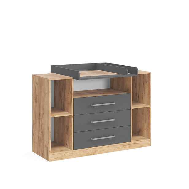 Vicco KOMODOVÝ PŘEBALOVACÍ STŮL Olina, Zlatý mocný dub/Antracit, 138.3 x 93 cm
